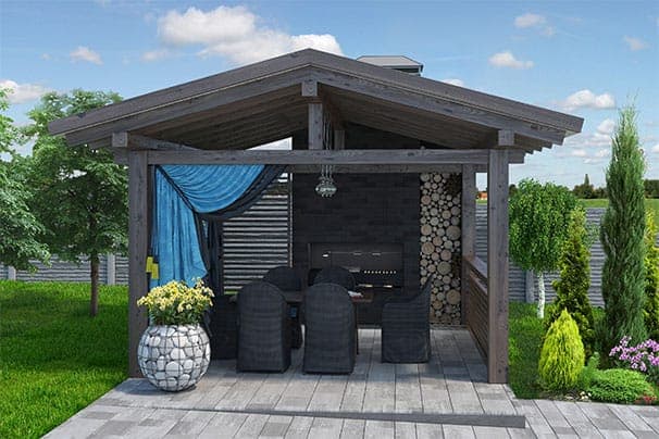 Modern deck design with pergola